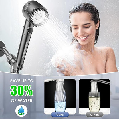 Filtered Shower Head with Handheld, High Pressure 5-Spray Shower Head with Filters for Hard Water, ON/OFF Switch Showerhead for Pets Bath, Shower Heads Filter - Remove Chlorine, Improve Skin and Hair