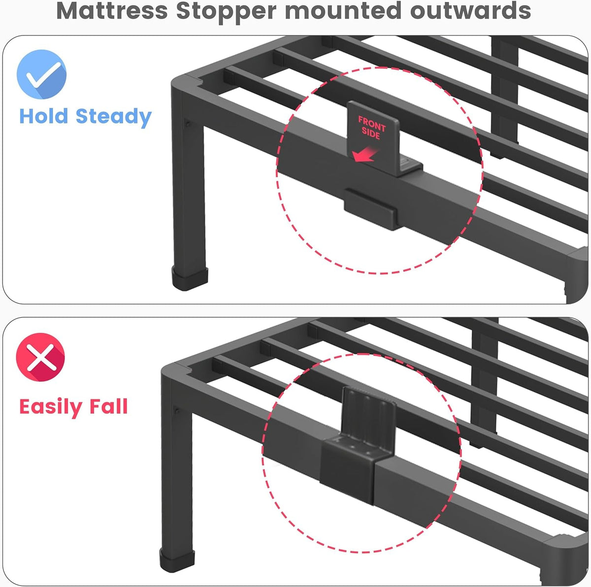 14-Inch Twin Platform Bed Frame, 3,500 lb Steel Slat Support, Black