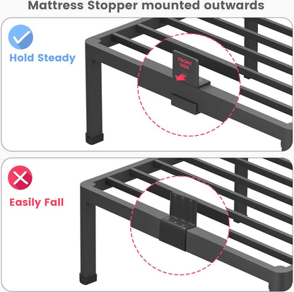 14-Inch Twin Platform Bed Frame, 3,500 lb Steel Slat Support, Black