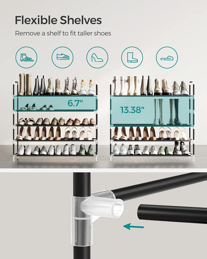 5-Tier Slim Shoe Rack, Holds 20 to 25 Pairs, Black