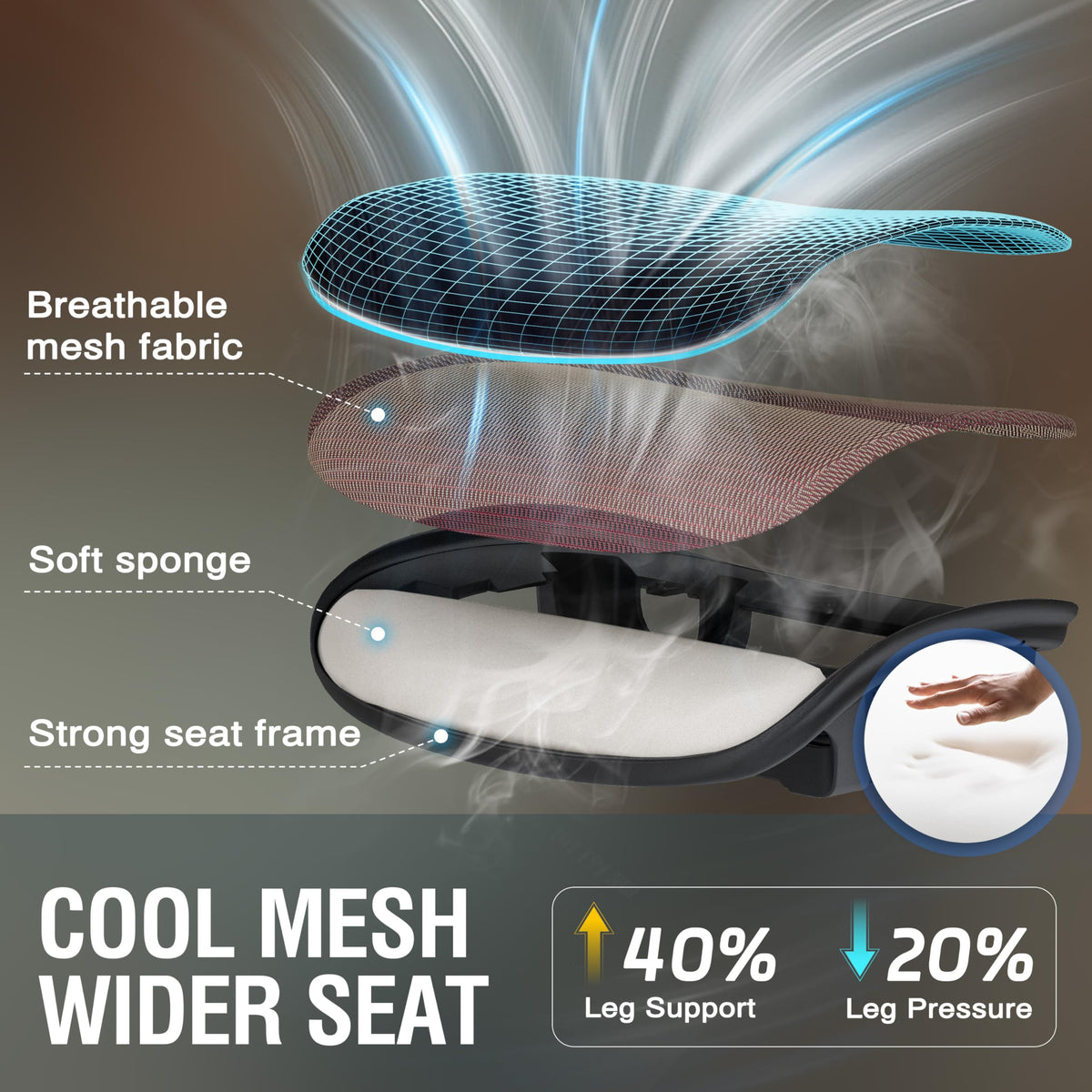 Office Chair,Ergonomic Computer Desk Chair,Sturdy Task Chair- Adjustable Lumbar Support & Armrests,Tilt Function,Comfort Wide Seat,Swivel Home Office Chair