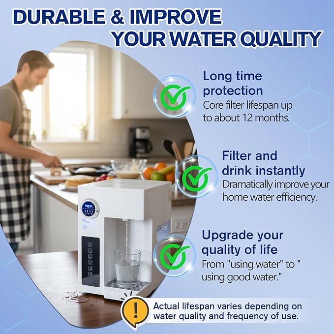3 Pack Water Filter Replacement Compatible with Bluevua RO100ROPOT, Water Filters Set, 1 PP, 1 CTO, 1 PCF, Improved Drink Quality, Easy to Replace for Household Daily Use Drinking