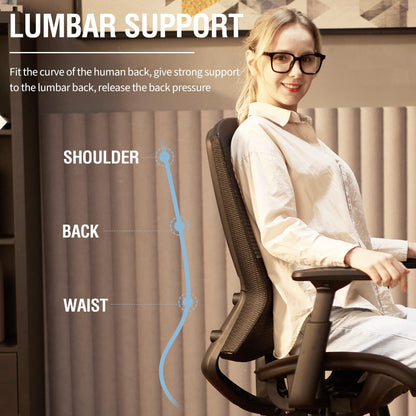Ergonomic Office Chair | Black Mesh Computer Desk Chair with Lumbar Support & Adjustable Height