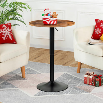 Bar Table, Height-Adjustable Round Pub Table 27-35.4 Inches with Sturdy Base, Modern Style, Easy to Assemble, Suitable for Small Space, Rustic and Black