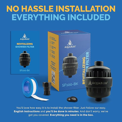 AquaBliss High Output Revitalizing Shower Filter - Reduces Dry Itchy Skin, Dandruff, Eczema, and Dramatically Improves The Condition of Your Skin, Hair and Nails - Matte Black (SF100-BK)