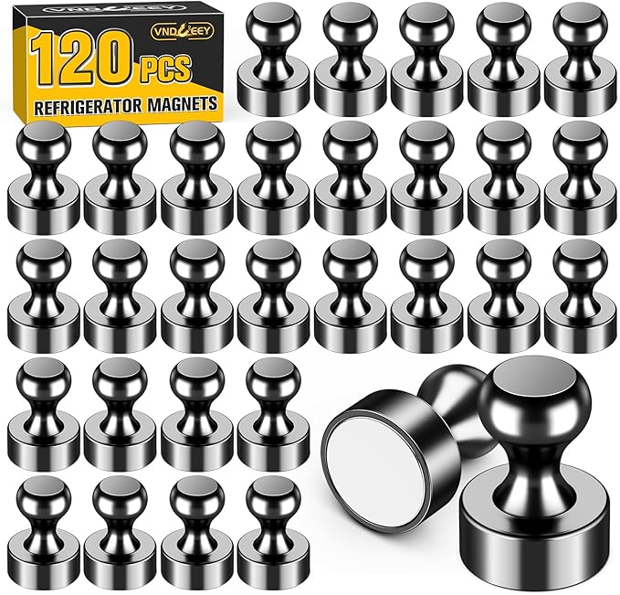 VNDUEEY 120 Pack Black Fridge Magnets, Whiteboard Magnets, Small and Strong Magnet Refrigerator, Locker Magnet for Kitchen, Office, School, Adults
