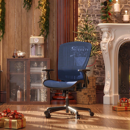 Office Chair,Ergonomic Computer Desk Chair,Sturdy Task Chair- Adjustable Lumbar Support & Armrests,Tilt Function,Comfort Wide Seat,Swivel Home Office Chair (Blue)
