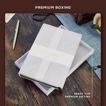 BEECHMORE BOOKS A5 Dotted Journal – 160gsm Thick Paper No-Bleed Bullet Notebook – Hardcover Dot Grid Logbook with Presentation Gift Box – Vegan Leather Sketchbook for Artists & Professionals