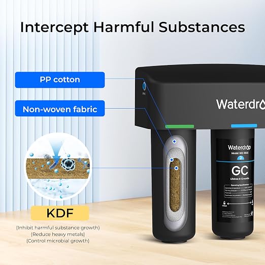 Waterdrop TSB-ALK 8 Layer Slightly Alkaline Under Sink Water Filter System | Reduces PFAS, PFOA/PFOS, Fluoride, Chlorine, Bad Taste & Odor, with Dedicated Faucet, Under Sink Water Filtration System
