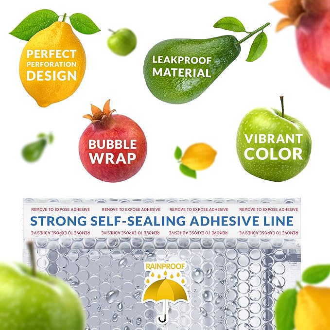 Amiff Silver Thermal Bubble Mailer, 6 x 6 Inches. 10 Pack Metallic Bubble Mailers. Self-Seal Insulated Mailers for Cold Shipping. Padded Envelopes Waterproof. Thermal Bag for Food, Cosmetics
