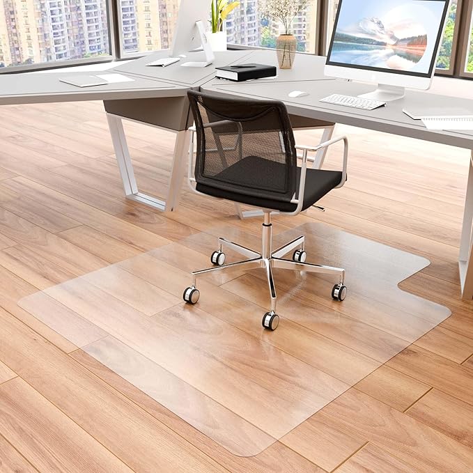 100pointONE Office Chair Mat for Hardwood Floor, 53" x 45" Clear Desk Chair Mat for Hard Floors, Easy Glide Computer Chair Floor Mat for Home Office Rolling Chairs