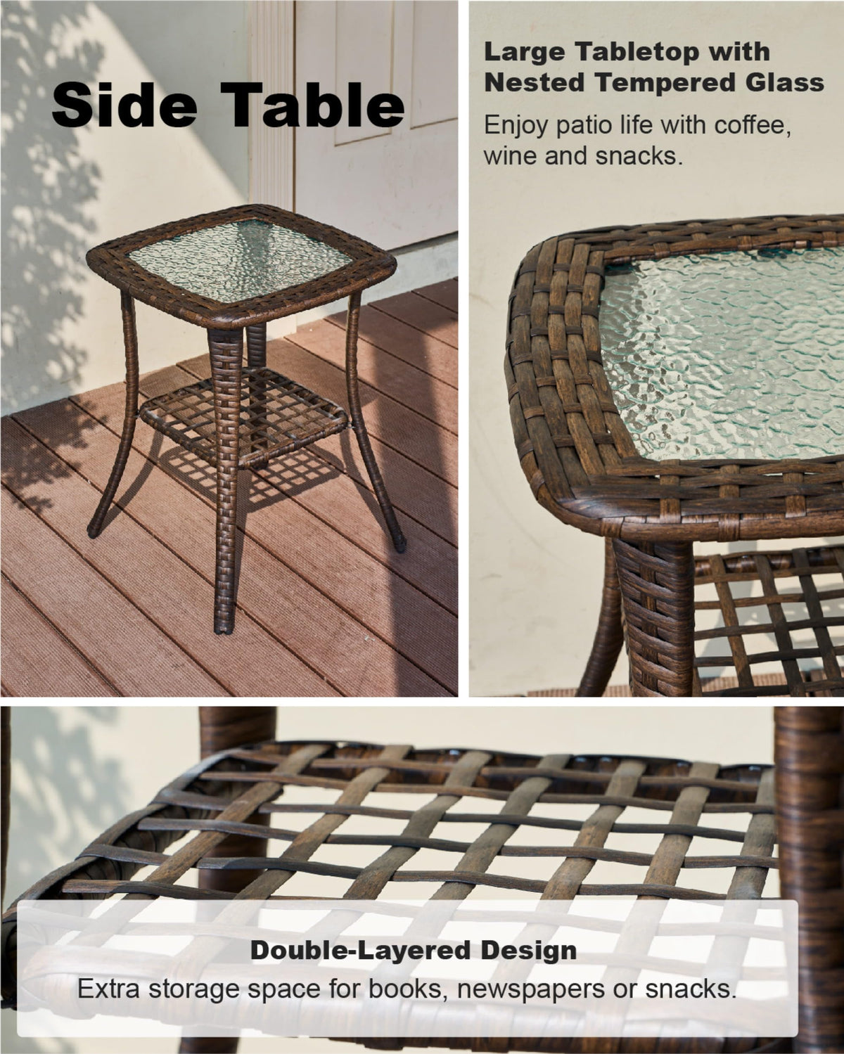 Luxury Patio Furniture Set with 6-inch Thick Cushion, Outdoor High Back Swivel Rocker Patio Chairs, 6PCS Wicker Conversation Set for Deck Yard and Poolside, Dark Grey (V2)