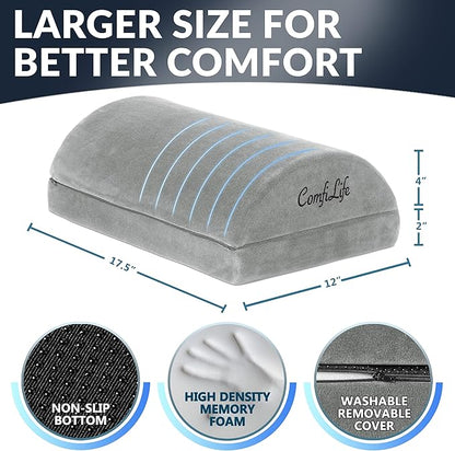 ComfiLife Foot Rest for Under Desk at Work – Adjustable Height Memory Foam Foot Stool for Under Desk, Office Chair & Gaming Chair – Ergonomic Footrest for Back & Hip Pain Relief (Gray)