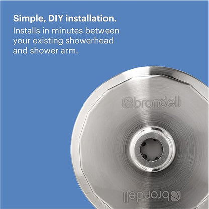 Brondell Shower Filter VivaSpring, Compact Brushed Nickel – High Output, 100% High-Purity KDF Filtration, With FF-30 Filter Cartridge, Filtered Shower Water for Healthier Skin & Hair