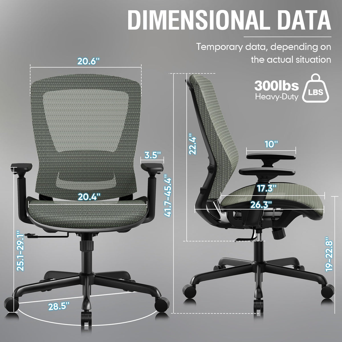 Mesh Office Chair,Ergonomic Computer Desk Chair,Sturdy Task Chair- Adjustable Lumbar Support & Armrests,Tilt Function,Comfort Wide Seat,Swivel Home Office Chair