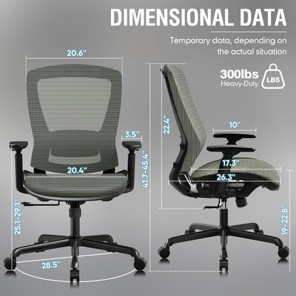 Mesh Office Chair,Ergonomic Computer Desk Chair,Sturdy Task Chair- Adjustable Lumbar Support & Armrests,Tilt Function,Comfort Wide Seat,Swivel Home Office Chair