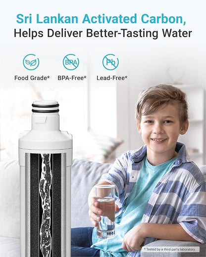 AQUA CREST LT1000PC ADQ747935 Refrigerator Water Filter and Air Filter, Replacement for LG® LT1000P®/PC/PCS, LMXS28626S, LFXS26973S, MDJ64844601, ADQ74793501, ADQ74793502 and LT120F®, 2 Combo