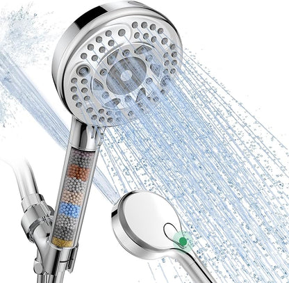 SunCleanse Filtered Shower Head with Handheld, 9-Spray Setting Detachable Showerhead with Filters, Shower Head for Hard Water - Filtered Chlorine, Improve Skin and Hair Texture, Chrome