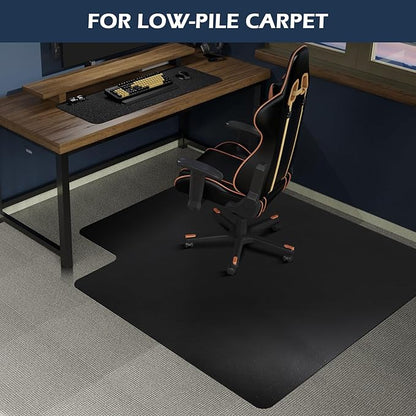 SALLOUS Office Chair Mat for Carpet, 45" x 53" Heavy Duty Chair Mat for Carpeted Floors,Non-Slip Floor Mat with Extended Lip, Floor Protector Computer Desk Mat for Home Office (Black, T-Shape)