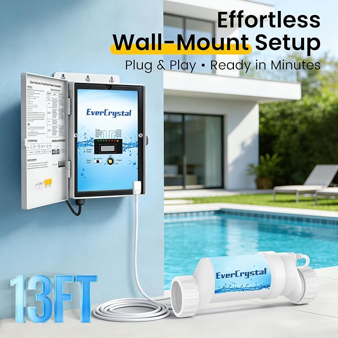Smart Salt Water Pool Chlorinator System for In-Ground Pools | Up to 40,000 Gallons, Digital Salt Display, Salt Chlorine Generator with Self-Cleaning, 1 Year Warranty, White