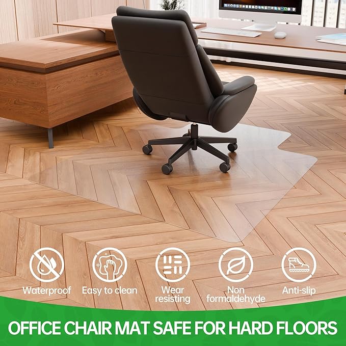 100pointONE Office Chair Mat for Hardwood Floor, 53" x 45" Clear Desk Chair Mat for Hard Floors, Easy Glide Computer Chair Floor Mat for Home Office Rolling Chairs
