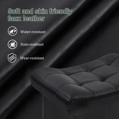 Black Modern Bar Stool for Kitchen Counter Backless Counter Height Barstool with Upholstered Faux Leather Seat and Metal Frame Industrial 24 inch Bar Chair