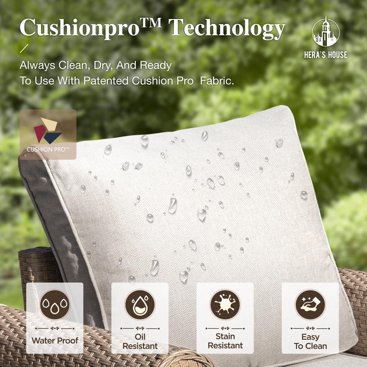 6-Piece Patio Furniture Set, All Weather 7 Seats Outdoor Wicker Sofa with 57" Fire Pit Table, 5.5" Thick Waterproof Cushion Conversation Couch Set for Garden Deck Backyard, Beige