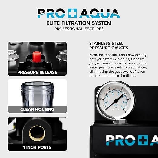 PRO+AQUA PRO-E-S80E Elite Whole House Water Filtration System & 80,000 Grain Water Softener Combo – High-Capacity Combo for Large Homes & Well Water Use