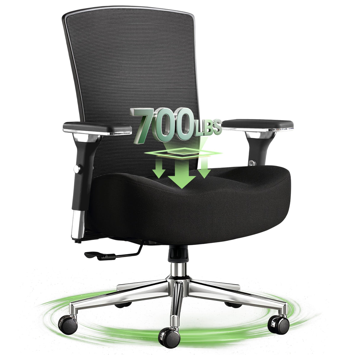 Big and Tall Office Chair 700lbs with Ergonomic W Wide Thick Seat Cushion, Oversized Mesh Desk Chair with Adjustable Lumbar Support, Computer Chair with Upgraded 4D Armrests