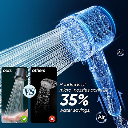 Cobbe Ion Drops Filtered Shower Head with Handheld, 4+1 Spray Mode Showerhead with Filters, Built-in Power Wash for Hard Water - Remove Chlorine - Reduces Dry Itchy Skin, Black