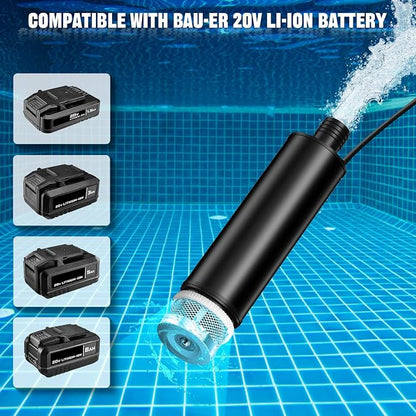 Water Transfer Pump Compatible with Bauer 20V Battery, 500GPH Power Water Pumps with Sediment Filters Brushless Utility Pump for Pool Garden Pond (Tool Only)