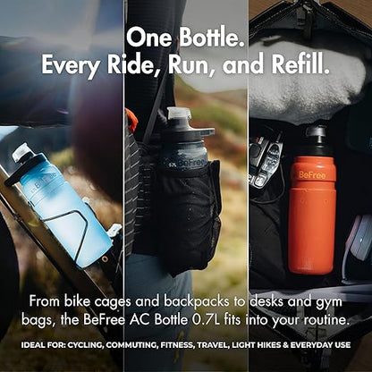 Katadyn BeFree AC Bottle 0.7L Water Filter Bottle for Travel & Daily Use | 2-Stage Filter Removes Bacteria & Microplastics, Improves Taste, BPA-Free, Fits Cup Holders - Red