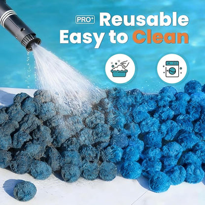 7.7 lbs Pool Filter Balls for Sand Filters, Reusable Blue Filter Media Balls for All Sand Filter Systems, Efficient & Lightweight Pool Sand Filter Balls, Replaces 250 lbs Pool Filter Sand