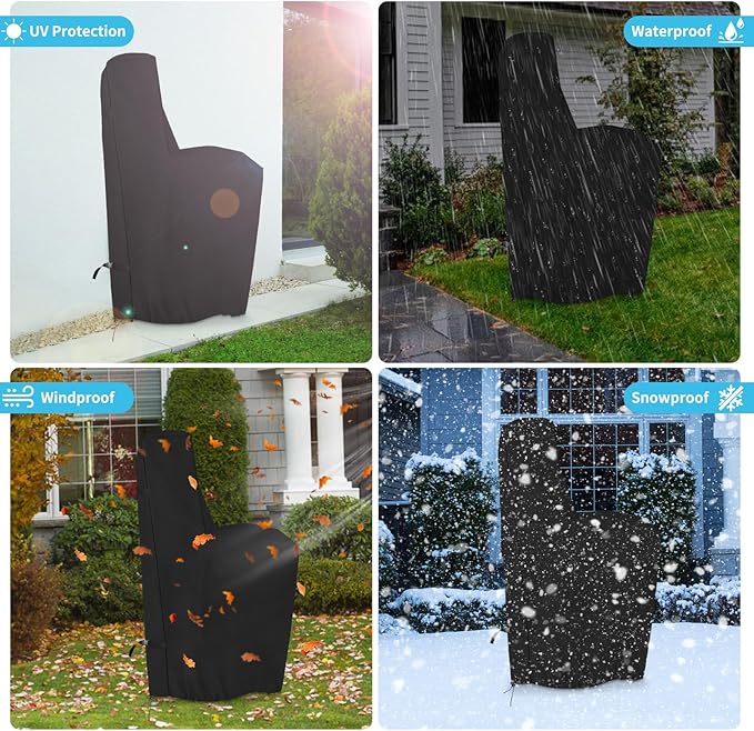 COSHNIBI Water Softener Cover , 420D Heavy Duty Outdoor Water Softener Cover Waterproof Insulated with Split Zipper, All Weather Protection 64" H x 40" W x 16" D - Black
