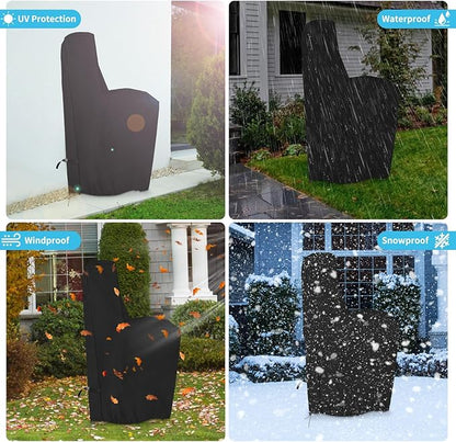 COSHNIBI Water Softener Cover , 420D Heavy Duty Outdoor Water Softener Cover Waterproof Insulated with Split Zipper, All Weather Protection 64" H x 40" W x 16" D - Black