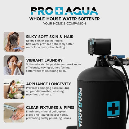 PRO+AQUA Heavy Duty Whole House Water Softener System – 80,000 Grain Capacity, Premium Long-Lasting Resin, 1" Ports