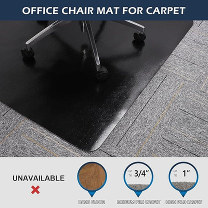 SALLOUS Chair Mat for Carpeted Floors, 46" x 60" Heavy Duty Chair Mat for Carpet, Vinyl Floor Mat with Grips, Carpeted Floor Protector Rolling Computer Desk Mat for Home Office (Black)