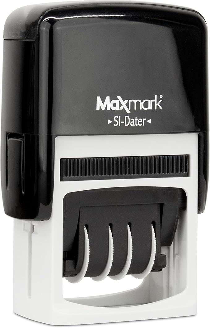 MaxMark Office Self Inking Date Stamp with Phrase Faxed - Blue Ink