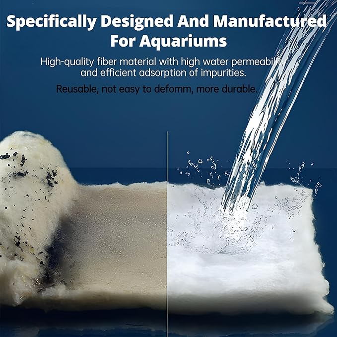 UBeesize Aquarium Filter Media Floss, 12 ft Cut to Fit Pond Filters for Outdoor Ponds and Fish Tank, High Efficiency Aquarium Filter Material, No Dye and Reusable Filter Floss