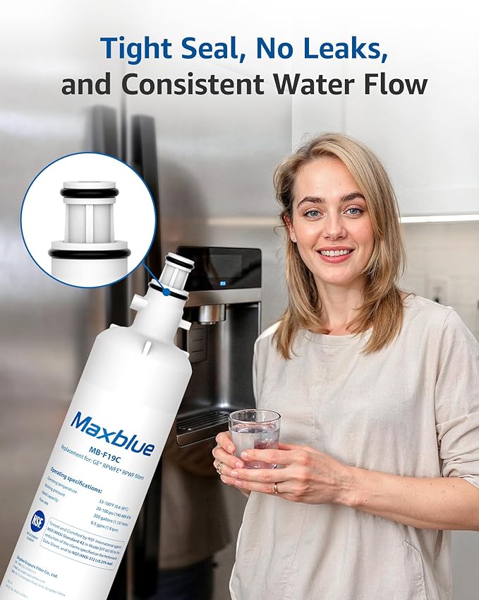 Maxblue Replacement for GE® RPWFE®, RPWF (with CHIP) Refrigerator Water Filter, Compatible with WSG-4, WF277, GFE28GMKES, PFE28KBLTS, GFD28GSLSS, PWE23KSKSS, GYE22HMKES, DFE28JSKSS