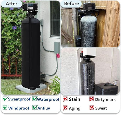 8x44 Inch Water Softener Tank Jacket - Insulated 3.5mm Neoprene Slip Sleeve to Prevent Sweating, Heavy-Duty Outdoor Water Softener Cover,Black