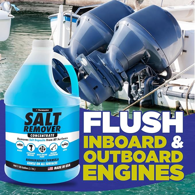 Durabasics Salt Remover Flush Kit with High-Pressure Hose with [1 Gallon] Salt Remover Concentrate - Marine Engine Flush for Baots - Perfect for Outboard Motor Flush & Washing Salt Deposits