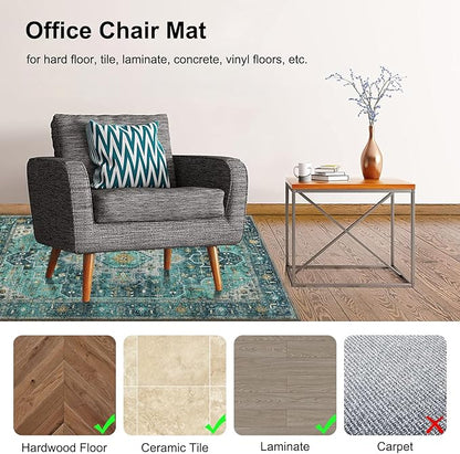 Anidaroel 48"x60" Chair Mat for Hardwood Floor/Tile Floor, Desk Chair Mats for Hard Floors, Under Desk Rug Protector for Rolling Chair, Computer Gaming Chair Mat, Low Pile Carpet Floor Mat