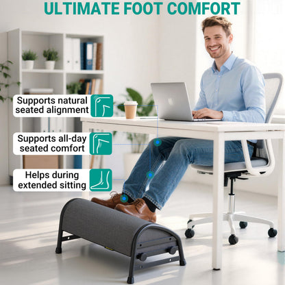 Adjustable Foot Rest for Under Desk at Work, Ergonomic Foot Stools with 7 Positions, Elevated Cushion Under Desk Footrest with Metal Frame, Leg Rest Used for Home, Car, PC Gaming Accessories