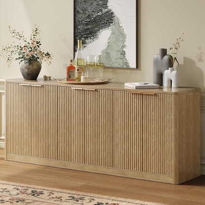 67" Fluted Oak Buffet Cabinet with Storage
