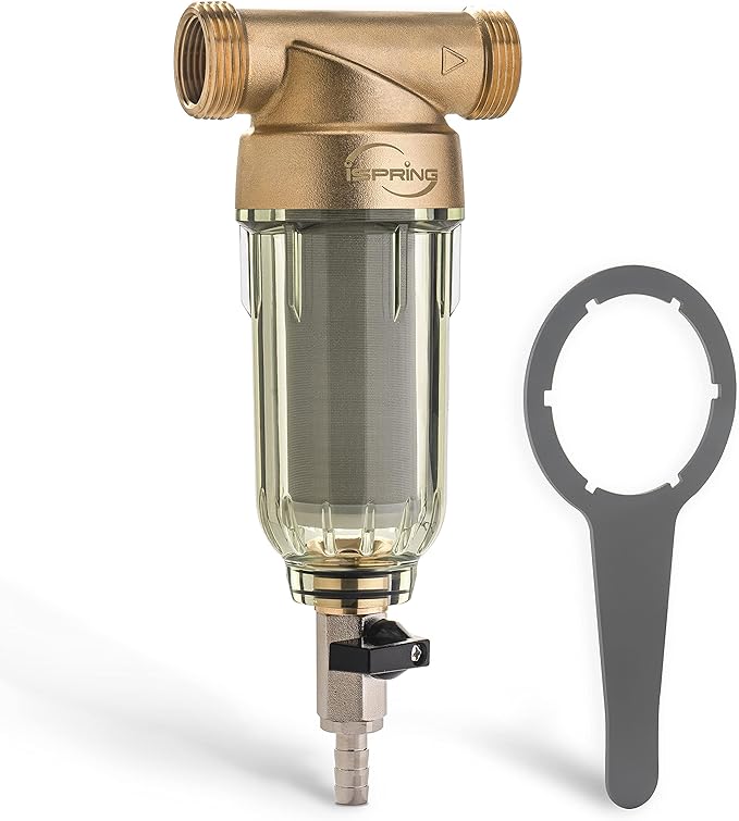 iSpring WGB21B 2-Stage Whole House Water Filtration System & WSP-100 Reusable Whole House Spin Down Sediment Water Filter, 100 Micron Flushable Prefilter Filtration