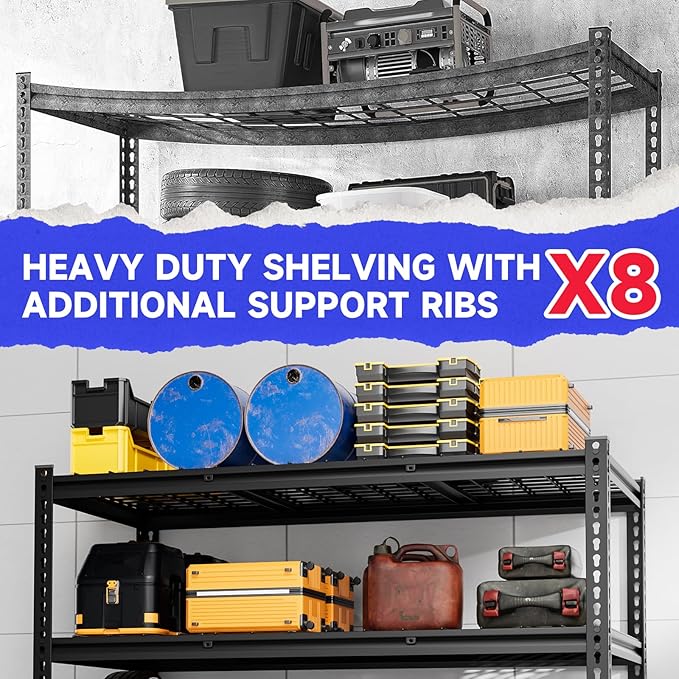cynnda 4-Tier 60" W X 24" D X 60" H Garage Shelves 2500LBS Heavy Duty Shelving Adjustable Basement Storage Garage Shelf Metal Storage Rack Units Industrial Shelving