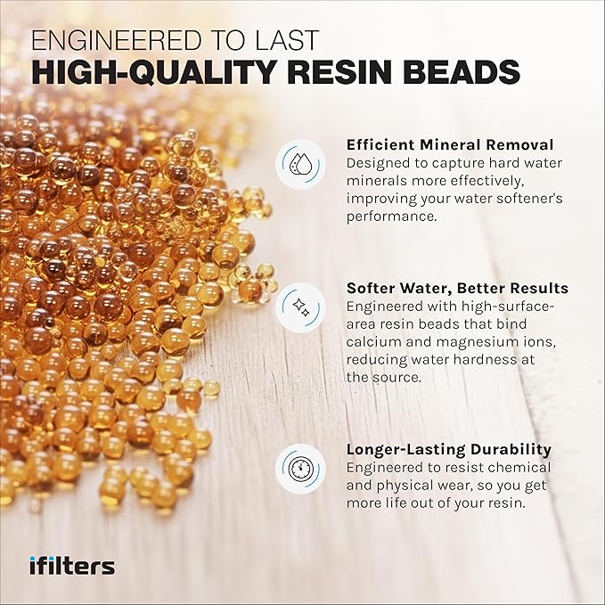 iFilters Resin Media Replacement for Water Softeners - 0.25 / ¼ Cubic Foot (CuFt) | 100% Ion Exchange Quality Cation | 8,000 Grain Capacity | Certified (MED-CAT-025)