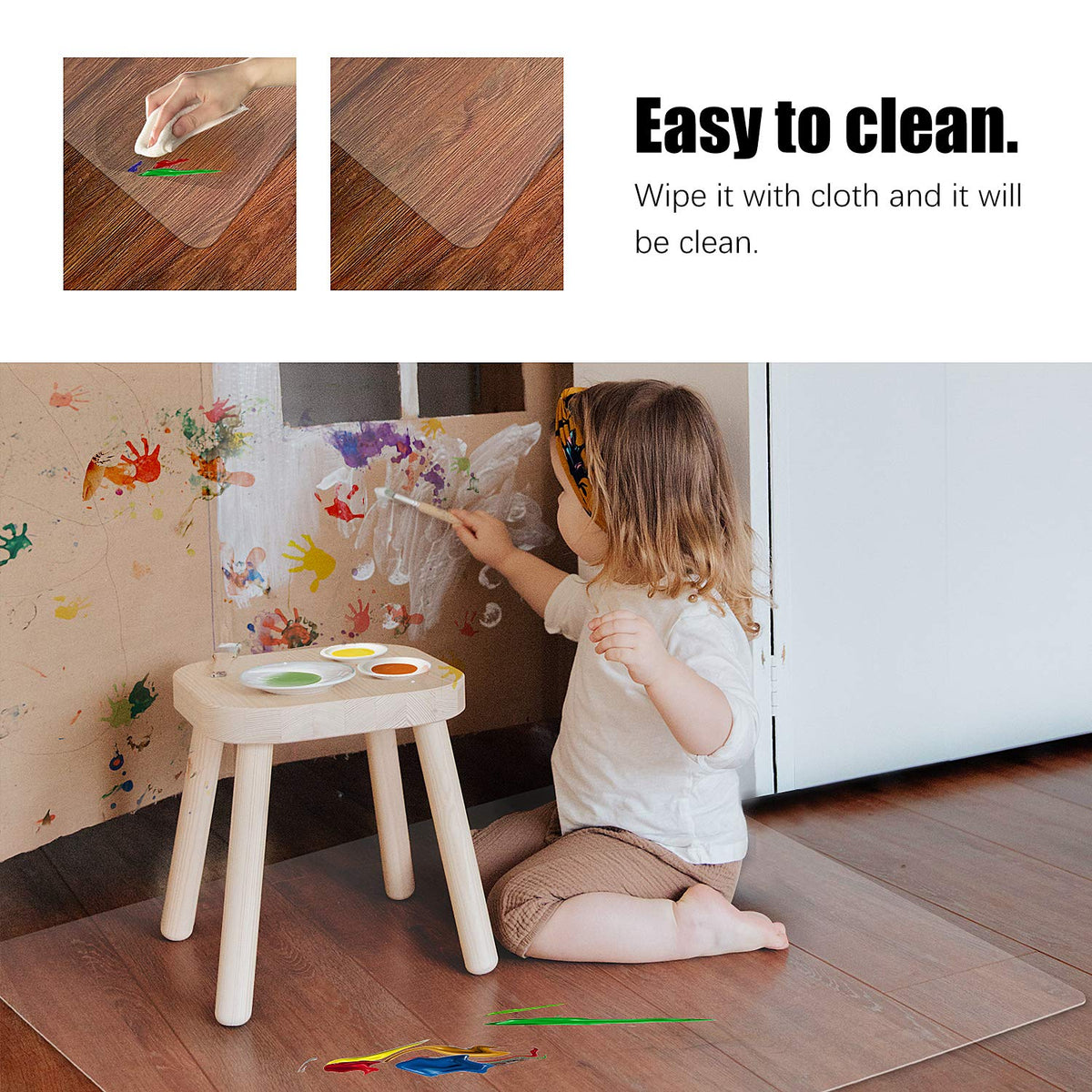 Clear Chair mat for Hardwood Floor 46 x 72 inches Transparent Floor Mats Wood/Tile Protection Mat for Office & Home (46" X 72" Rectangle)