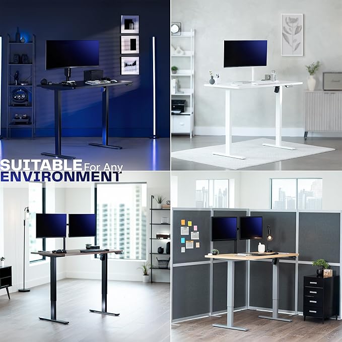 VIVO Electric 71 x 36 in Standing Desk, Memory Height Adjustment, 1B Series, Holds 220 lbs, Light Wood Top White Frame, DESK-KIT-1W7C-36
